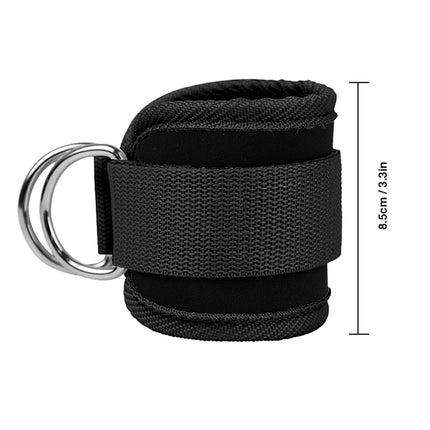 Billbianc Adjustable Polyester Ankle Straps for Cable Machine Kickbacks (2 Pack) Black