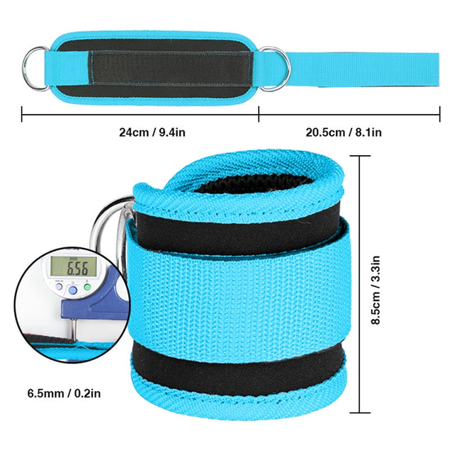 Billbianc Adjustable Polyester Ankle Straps for Cable Machine Kickbacks (2 Pack) Blue – product detail