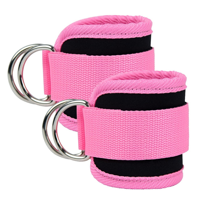 Billbianc Adjustable Polyester Ankle Straps for Cable Machine Kickbacks (2 Pack) Pink