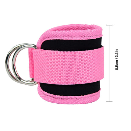 Billbianc Adjustable Polyester Ankle Straps for Cable Machine Kickbacks (2 Pack) Pink