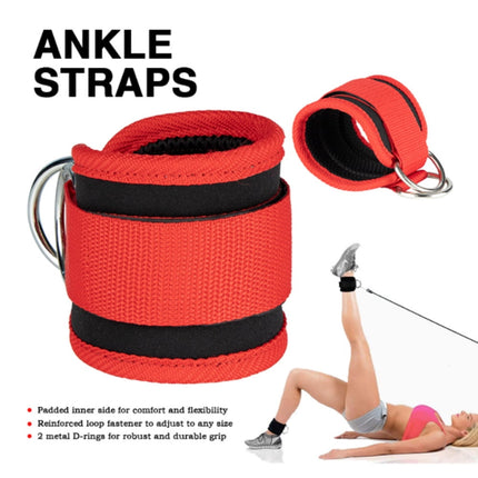 Billbianc Adjustable Polyester Ankle Straps for Cable Machine Kickbacks (2 Pack) Red
