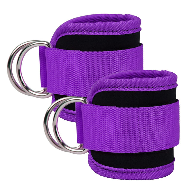 Billbianc Adjustable Polyester Ankle Straps for Cable Machine Kickbacks (2 Pack) purple