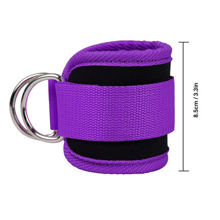 Billbianc Adjustable Polyester Ankle Straps for Cable Machine Kickbacks (2 Pack) purple