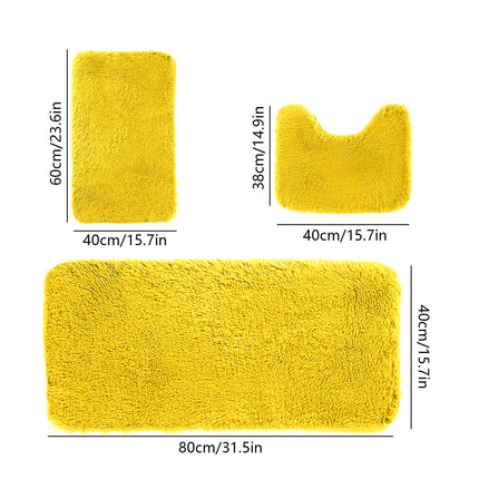 Under $5 Tyidzon Bathroom Rugs Solid Color Bath Mats 3 Set Bath Mats for bathroom Toilet Mats Universal Soft Comfortable Water Absorption Non-Slip Thick Machine Washable Easier to Dry AYellow