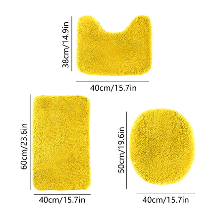 Under $5 Tyidzon Bathroom Rugs Solid Color Bath Mats 3 Set Bath Mats for bathroom Toilet Mats Universal Soft Comfortable Water Absorption Non-Slip Thick Machine Washable Easier to Dry AYellow 1