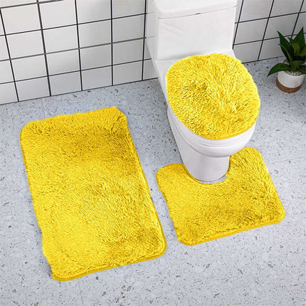 Under $5 Tyidzon Bathroom Rugs Solid Color Bath Mats 3 Set Bath Mats for bathroom Toilet Mats Universal Soft Comfortable Water Absorption Non-Slip Thick Machine Washable Easier to Dry AYellow 1
