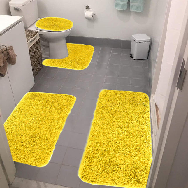 Under 5 Tyidzon Bathroom Rugs Solid Color Bath Mats 3 Set Bath Mats for bathroom