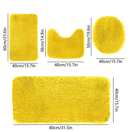 Under $5 Tyidzon Bathroom Rugs Solid Color Bath Mats 3 Set Bath Mats for bathroom Toilet Mats Universal Soft Comfortable Water Absorption Non-Slip Thick Machine Washable Easier to Dry AYellow 2