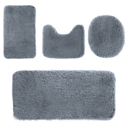 Under $5 Tyidzon Bathroom Rugs Solid Color Bath Mats 3 Set Bath Mats for bathroom Toilet Mats Universal Soft Comfortable Water Absorption Non-Slip Thick Machine Washable Easier to Dry BDark Gray 2