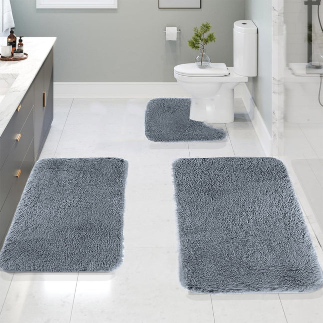 Under 5 Tyidzon Bathroom Rugs Solid Color Bath Mats 3 Set Bath Mats for bathroom