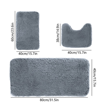 Under $5 Tyidzon Bathroom Rugs Solid Color Bath Mats 3 Set Bath Mats for bathroom Toilet Mats Universal Soft Comfortable Water Absorption Non-Slip Thick Machine Washable Easier to Dry BDrak Gray