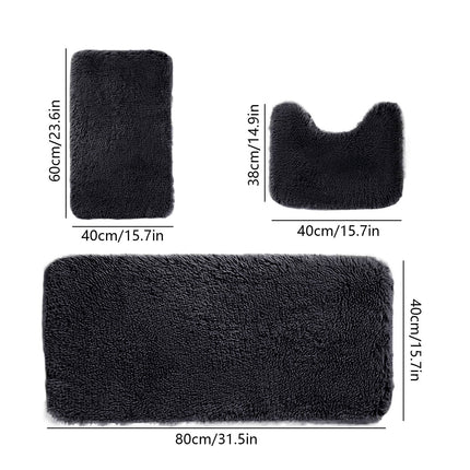 Under $5 Tyidzon Bathroom Rugs Solid Color Bath Mats 3 Set Bath Mats for bathroom Toilet Mats Universal Soft Comfortable Water Absorption Non-Slip Thick Machine Washable Easier to Dry Black