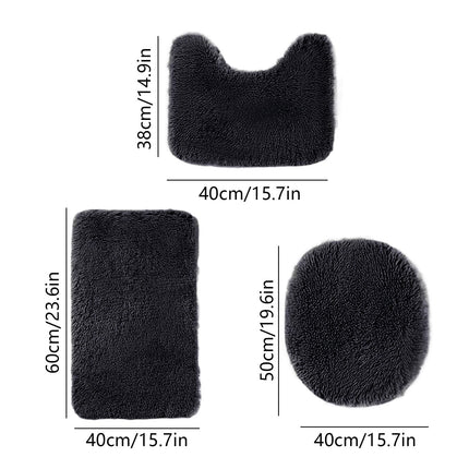 Under $5 Tyidzon Bathroom Rugs Solid Color Bath Mats 3 Set Bath Mats for bathroom Toilet Mats Universal Soft Comfortable Water Absorption Non-Slip Thick Machine Washable Easier to Dry Black 1