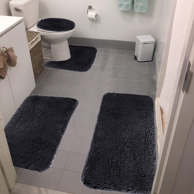 Under 5 Tyidzon Bathroom Rugs Solid Color Bath Mats 3 Set Bath Mats for bathroom