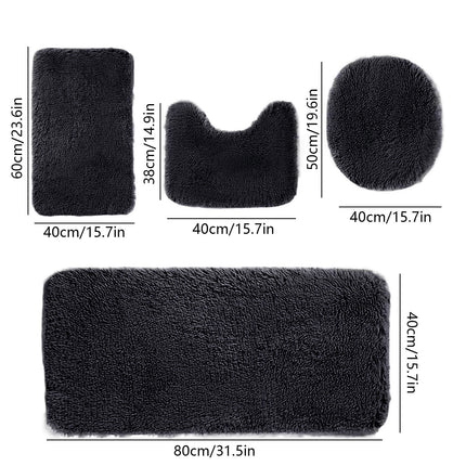 Under $5 Tyidzon Bathroom Rugs Solid Color Bath Mats 3 Set Bath Mats for bathroom Toilet Mats Universal Soft Comfortable Water Absorption Non-Slip Thick Machine Washable Easier to Dry Black 2