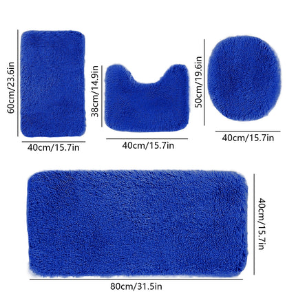 Under $5 Tyidzon Bathroom Rugs Solid Color Bath Mats 3 Set Bath Mats for bathroom Toilet Mats Universal Soft Comfortable Water Absorption Non-Slip Thick Machine Washable Easier to Dry Blue 2