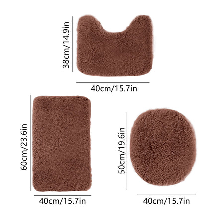 Under $5 Tyidzon Bathroom Rugs Solid Color Bath Mats 3 Set Bath Mats for bathroom Toilet Mats Universal Soft Comfortable Water Absorption Non-Slip Thick Machine Washable Easier to Dry Brown 1
