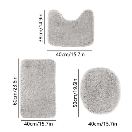 Under $5 Tyidzon Bathroom Rugs Solid Color Bath Mats 3 Set Bath Mats for bathroom Toilet Mats Universal Soft Comfortable Water Absorption Non-Slip Thick Machine Washable Easier to Dry Gray 1