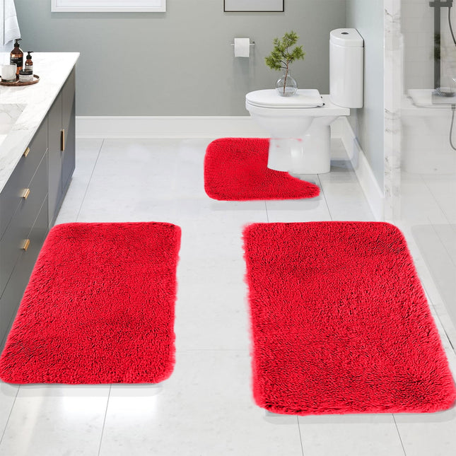 Under 5 Tyidzon Bathroom Rugs Solid Color Bath Mats 3 Set Bath Mats for bathroom