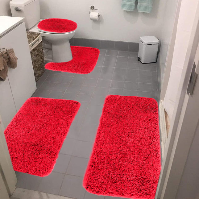 Under 5 Tyidzon Bathroom Rugs Solid Color Bath Mats 3 Set Bath Mats for bathroom