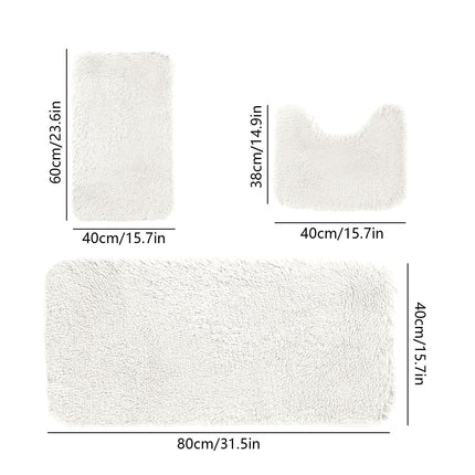 Under $5 Tyidzon Bathroom Rugs Solid Color Bath Mats 3 Set Bath Mats for bathroom Toilet Mats Universal Soft Comfortable Water Absorption Non-Slip Thick Machine Washable Easier to Dry White