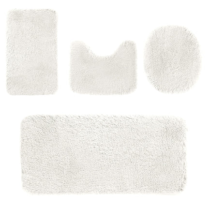 Under $5 Tyidzon Bathroom Rugs Solid Color Bath Mats 3 Set Bath Mats for bathroom Toilet Mats Universal Soft Comfortable Water Absorption Non-Slip Thick Machine Washable Easier to Dry White 2