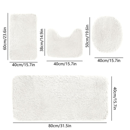 Under $5 Tyidzon Bathroom Rugs Solid Color Bath Mats 3 Set Bath Mats for bathroom Toilet Mats Universal Soft Comfortable Water Absorption Non-Slip Thick Machine Washable Easier to Dry White 2