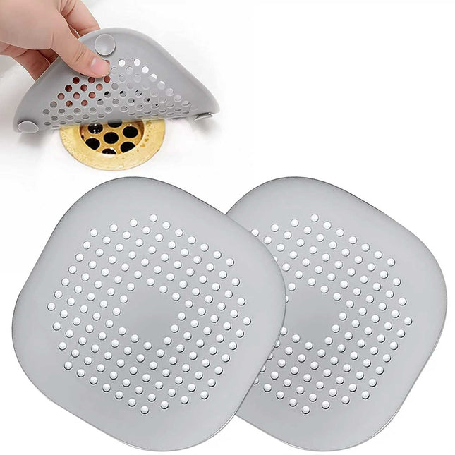 2 PackHair Catcher Square Hair Drain Cover for Shower Silicone Hair Stopper with Suction Cup Easy to