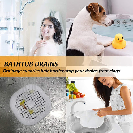 2 PackHair Catcher,Square Hair Drain Cover for Shower Silicone Hair Stopper with Suction Cup,Easy to Install Suit for Bathroom,Bathtub,Kitchen (Grey)