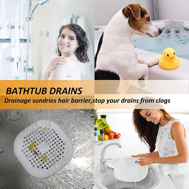 2 PackHair Catcher Square Hair Drain Cover for Shower Silicone Hair Stopper with Suction Cup Easy to – product detail