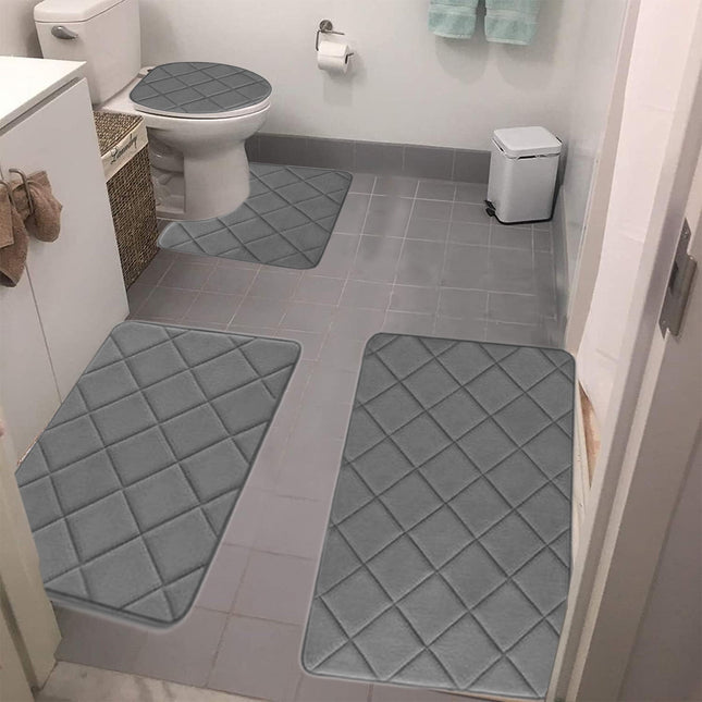 Clearance Tyidzon Bathroom Rugs 4 Piece Ultra Soft & Non-Slip Memory Foam Bath Mats for in Black