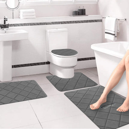 Clearance Tyidzon Bathroom Rugs 4 Piece Ultra Soft & Non-Slip Memory Foam Bath Mats for Bathroom, Absorbent Quick-Drying Bath Mats for Shower Bathroom Floor Rugs Dark Gray