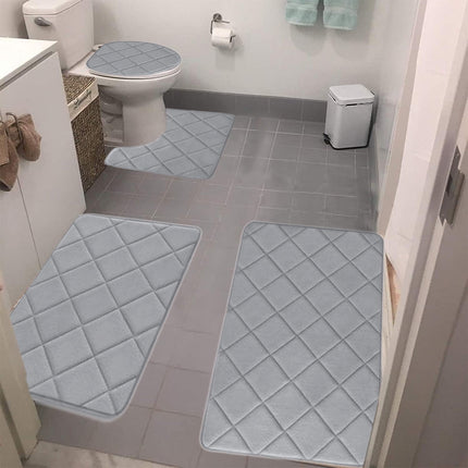 Clearance Tyidzon Bathroom Rugs 4 Piece Ultra Soft & Non-Slip Memory Foam Bath Mats for Bathroom, Absorbent Quick-Drying Bath Mats for Shower Bathroom Floor Rugs Gray