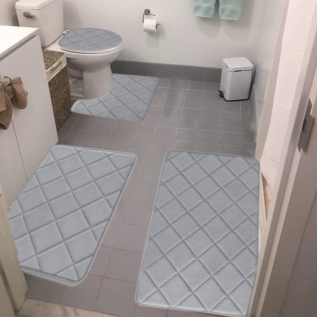 Clearance Tyidzon Bathroom Rugs 4 Piece Ultra Soft & Non-Slip Memory Foam Bath Mats for in Black