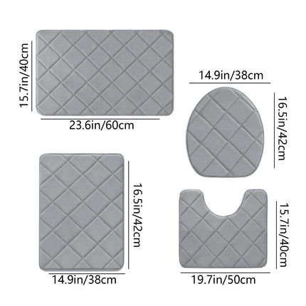 Clearance Tyidzon Bathroom Rugs 4 Piece Ultra Soft & Non-Slip Memory Foam Bath Mats for Bathroom, Absorbent Quick-Drying Bath Mats for Shower Bathroom Floor Rugs Gray