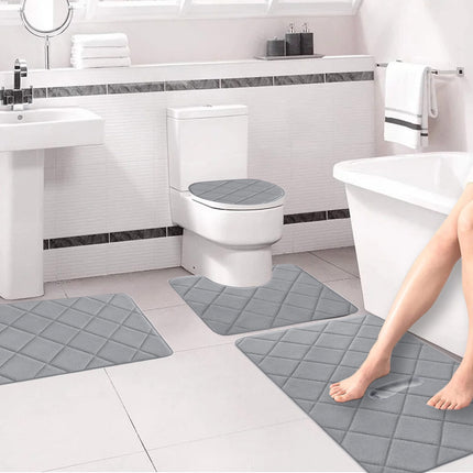 Clearance Tyidzon Bathroom Rugs 4 Piece Ultra Soft & Non-Slip Memory Foam Bath Mats for Bathroom, Absorbent Quick-Drying Bath Mats for Shower Bathroom Floor Rugs Gray