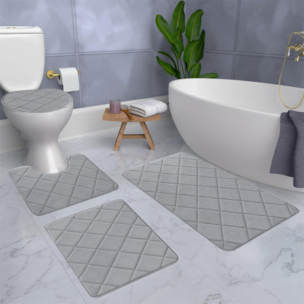 Clearance Tyidzon Bathroom Rugs 4 Piece Ultra Soft & Non-Slip Memory Foam Bath Mats for Bathroom, Absorbent Quick-Drying Bath Mats for Shower Bathroom Floor Rugs Gray