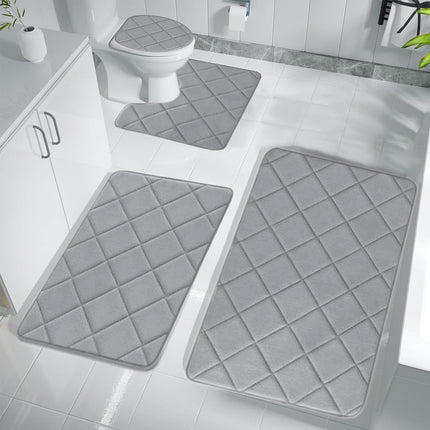 Clearance Tyidzon Bathroom Rugs 4 Piece Ultra Soft & Non-Slip Memory Foam Bath Mats for Bathroom, Absorbent Quick-Drying Bath Mats for Shower Bathroom Floor Rugs Gray