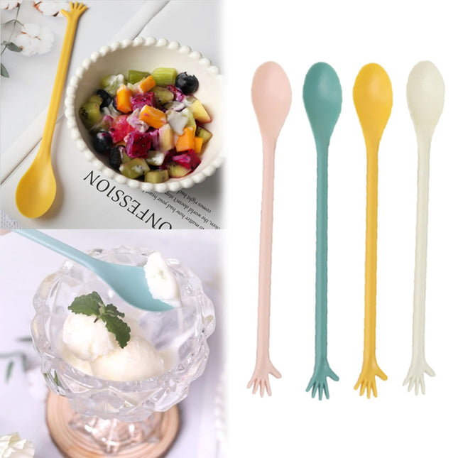 Made of Plastic 4 Spoons Once for All Sale Long Handle Spoons Latte Machiatto Tall