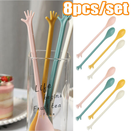 Made of Plastic, 4 Spoons Once for All Sale! Long Handle Spoons Latte Machiatto Tall Iced Tea Ice Sundae Coffee Tea or Hot Stirring Long Drink Spoons Camouflage