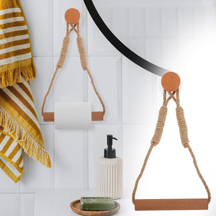 JWDX Rack Clearance, Unique Boho Toilet Paper Holder Hanging Tissue Holder for Bathroom Decorative Wood Paper Towel Rack Saving Over The Door Design Stylish Towel Holder for Bathroom As shown