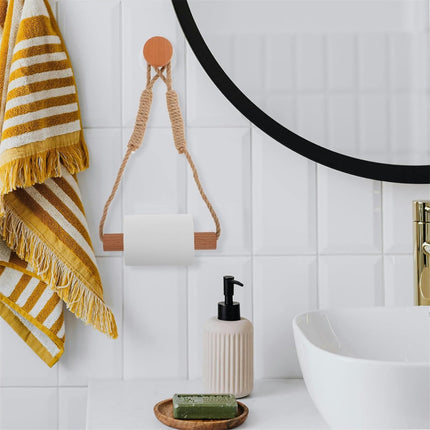 JWDX Rack Clearance, Unique Boho Toilet Paper Holder Hanging Tissue Holder for Bathroom Decorative Wood Paper Towel Rack Saving Over The Door Design Stylish Towel Holder for Bathroom As shown