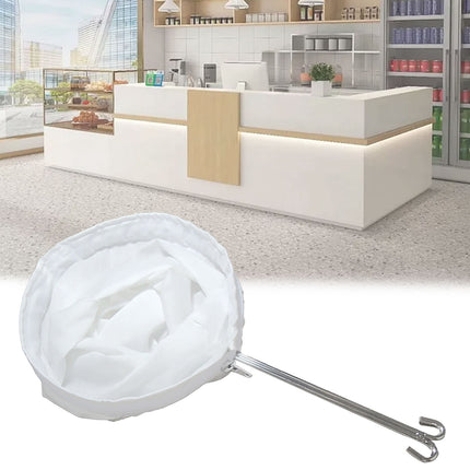 JWDX Strainers Clearance, 1Reusable Coffee Powder Tea Mesh Filter Bag with Stainless Handle Cotton Cloth Strainer As shown