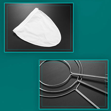 JWDX Strainers Clearance, 1Reusable Coffee Powder Tea Mesh Filter Bag with Stainless Handle Cotton Cloth Strainer As shown
