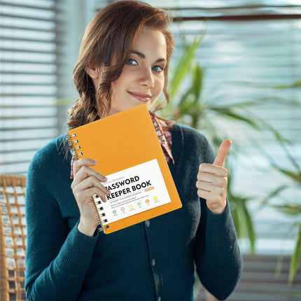 JWDX Hot Clearance! Password Book Password Book with Personal Alphabet Label Internet Address and Password Headquarters Password Log, A Spiral Code Book Spiral code book Orange