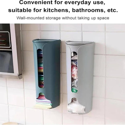1 Storage Box Grocery Bag Holder Wall Mount Garbage Storage Bag Dispenser Hanging Can with Cover Kitchen Bag Holder Dispenser for Bags One Size A