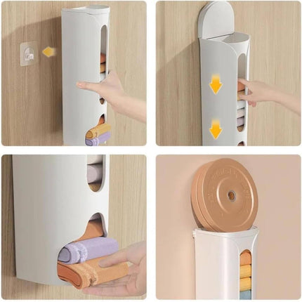 1 Storage Box Grocery Bag Holder Wall Mount Garbage Storage Bag Dispenser Hanging Can with Cover Kitchen Bag Holder Dispenser for Bags One Size A