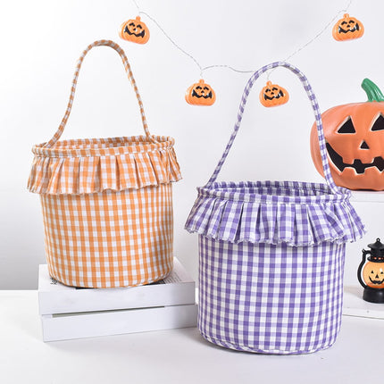 Small Wall-Mounted Kitchen Storage Basket, Hanging Storage Wicker Baskets Wall Mounted Woven Hanging Basket Wicker Small Basket with Handle Wicker Basket with Handle Small Basket Organizer Light Orange and White Checkered Easter Canvas Egg Basket