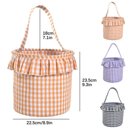 Small Wall-Mounted Kitchen Storage Basket, Hanging Storage Wicker Baskets Wall Mounted Woven Hanging Basket Wicker Small Basket with Handle Wicker Basket with Handle Small Basket Organizer Pink and white checkered Easter Canvas Egg Basket