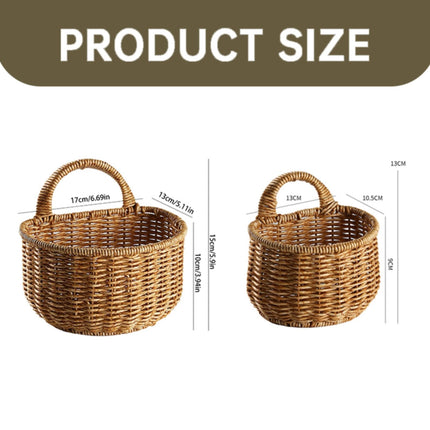Small Wall-Mounted Kitchen Storage Basket, Hanging Storage Wicker Baskets Wall Mounted Woven Hanging Basket Wicker Small Basket with Handle Wicker Basket with Handle Small Basket Organizer Large wall-mounted kitchen storage basket Khaki